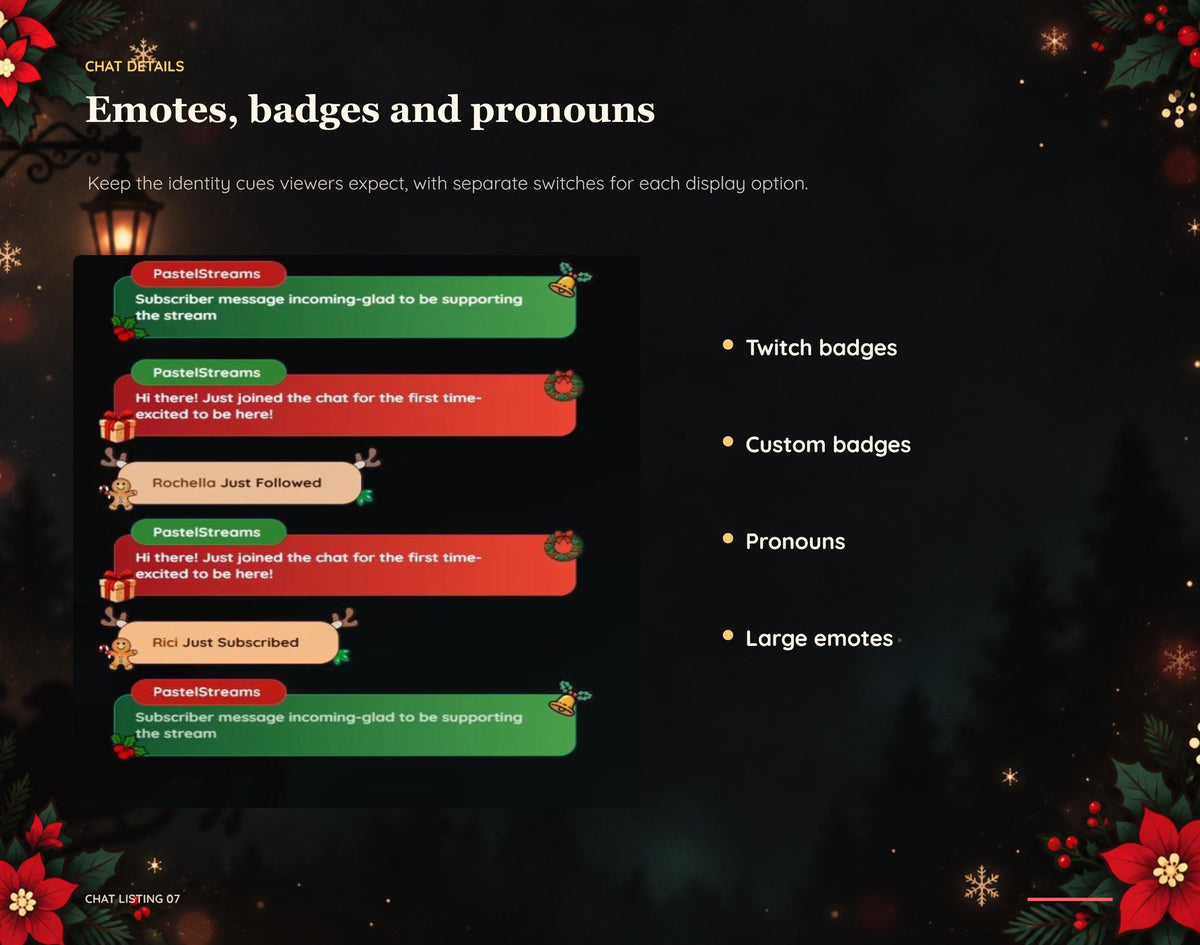 Christmas Twitch Chat Widget for StreamElements, Cozy Snowfall Chat Overlay, OBS Browser Source, Digital Download