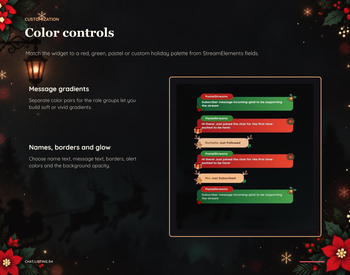 Christmas Twitch Chat Widget for StreamElements, Cozy Snowfall Chat Overlay, OBS Browser Source, Digital Download