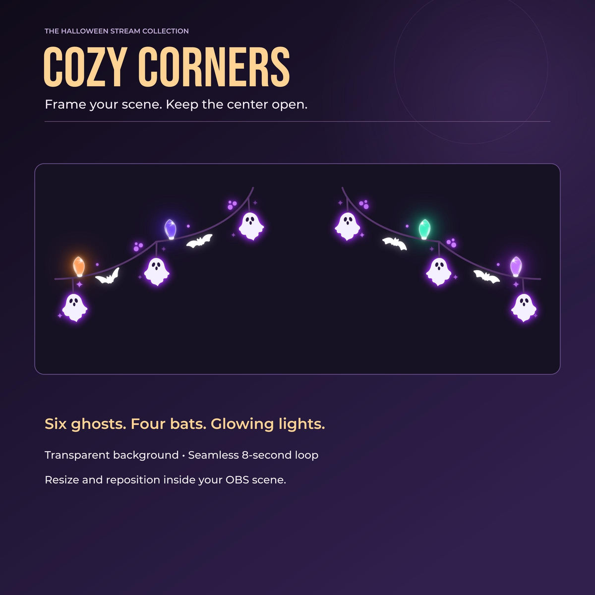 Halloween Stream Decorations | 5 Animated Cozy Halloween Decorations | Twitch Stream Package | Halloween Overlay | OBS (digital download)