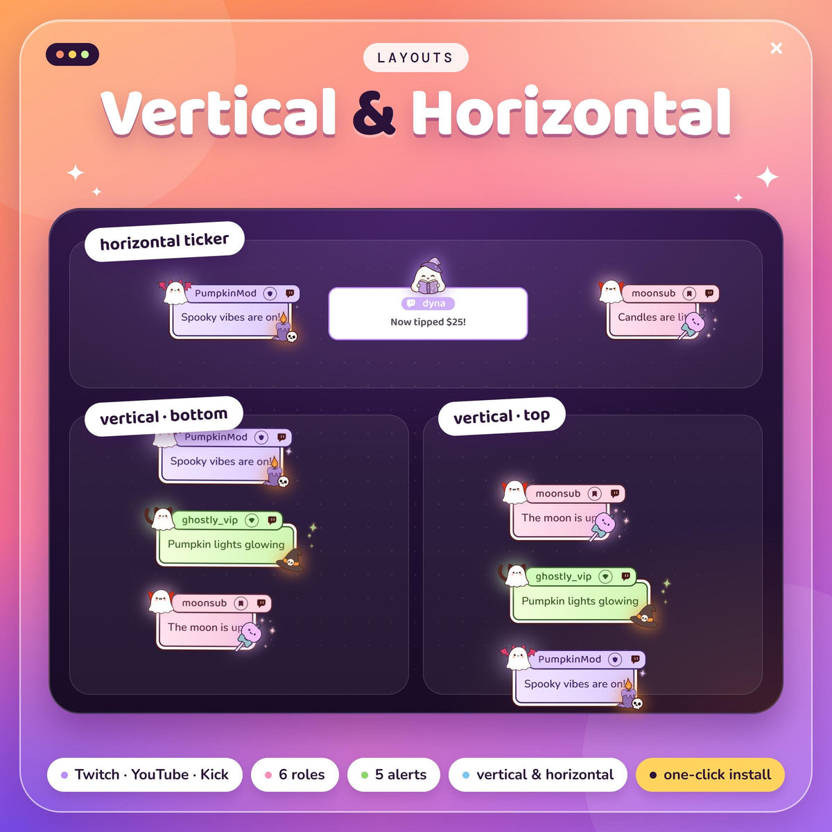 Pastel Halloween Chat Widget for Twitch YouTube Kick, Ghost Multistream Chat Box, StreamElements OBS