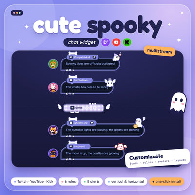 Spooky Ghost Chat Widget for Twitch YouTube Kick, Halloween Multistream Chat Box, StreamElements OBS
