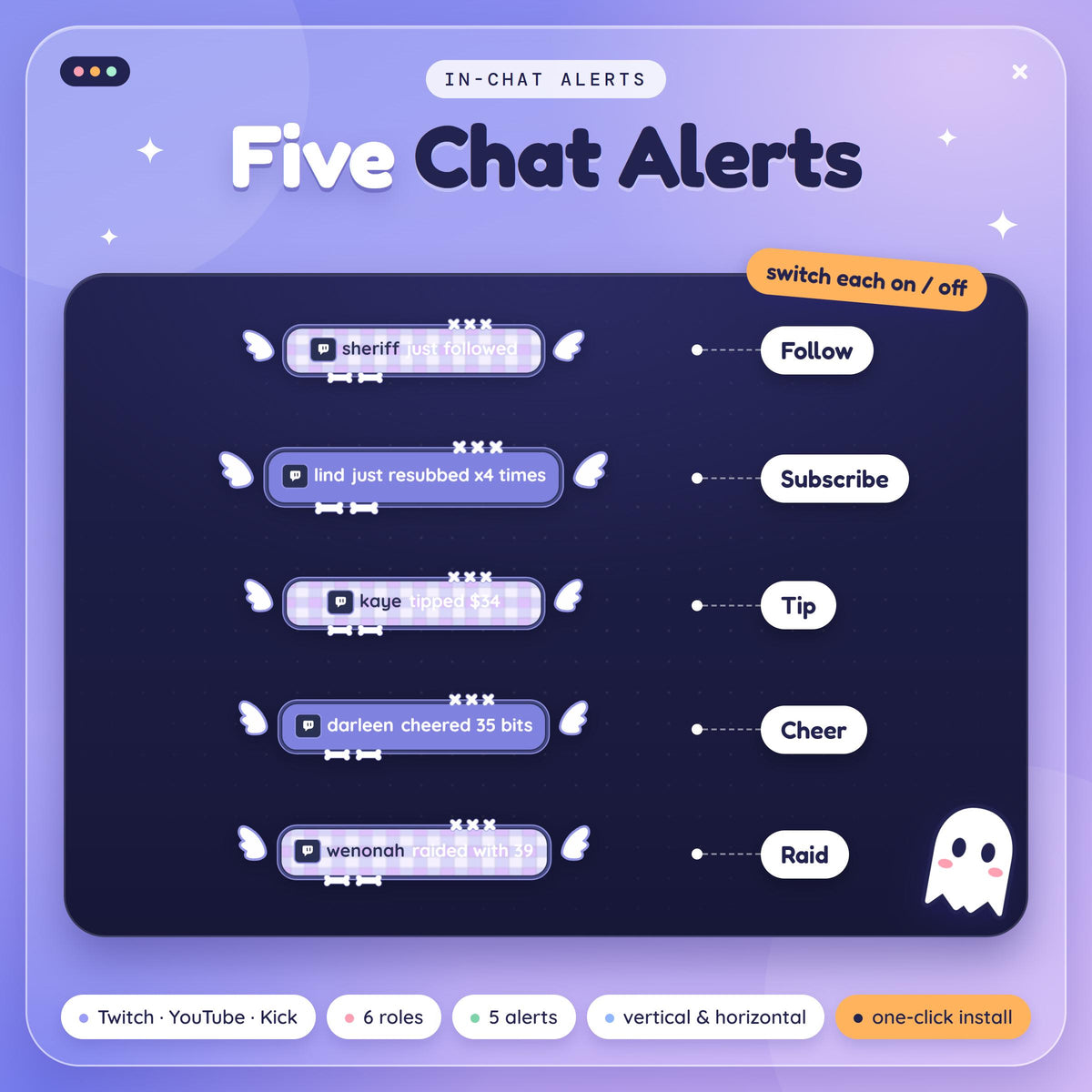 Spooky Ghost Chat Widget for Twitch YouTube Kick, Halloween Multistream Chat Box, StreamElements OBS