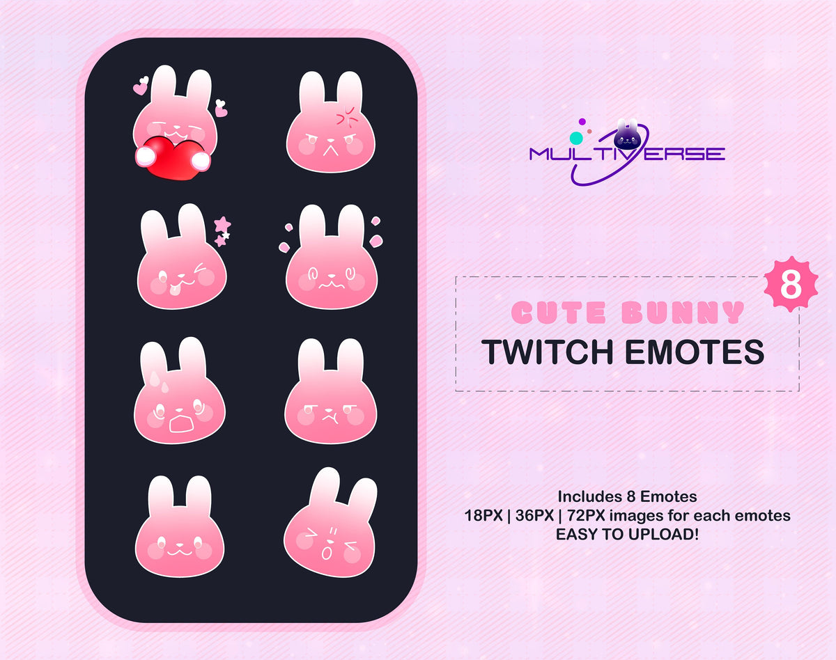 Twitch | Discord Cute Bunny Emotes Pack