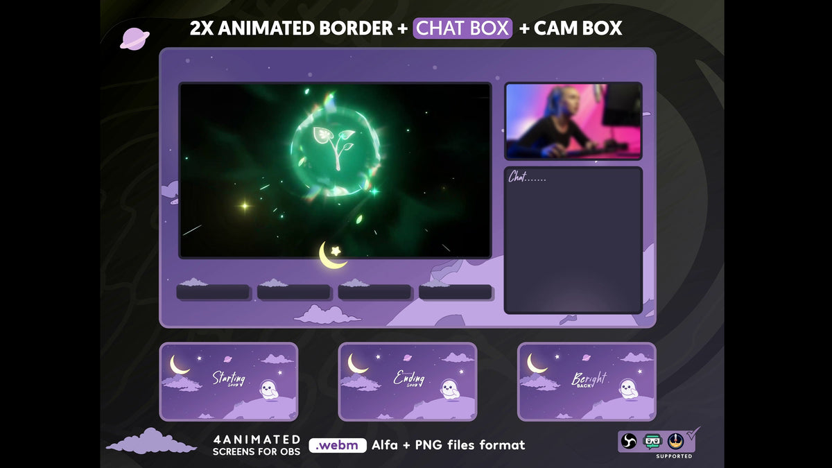 Cute Space Ghost Animated  Twitch Screens | Kawaii