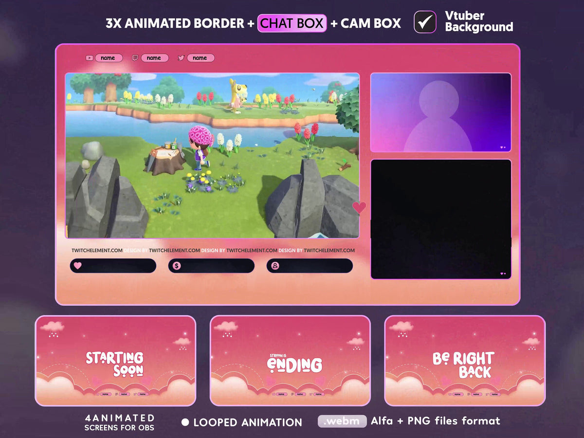 Twitch Pastel Clouds Stream Package Celestial / Love Transition