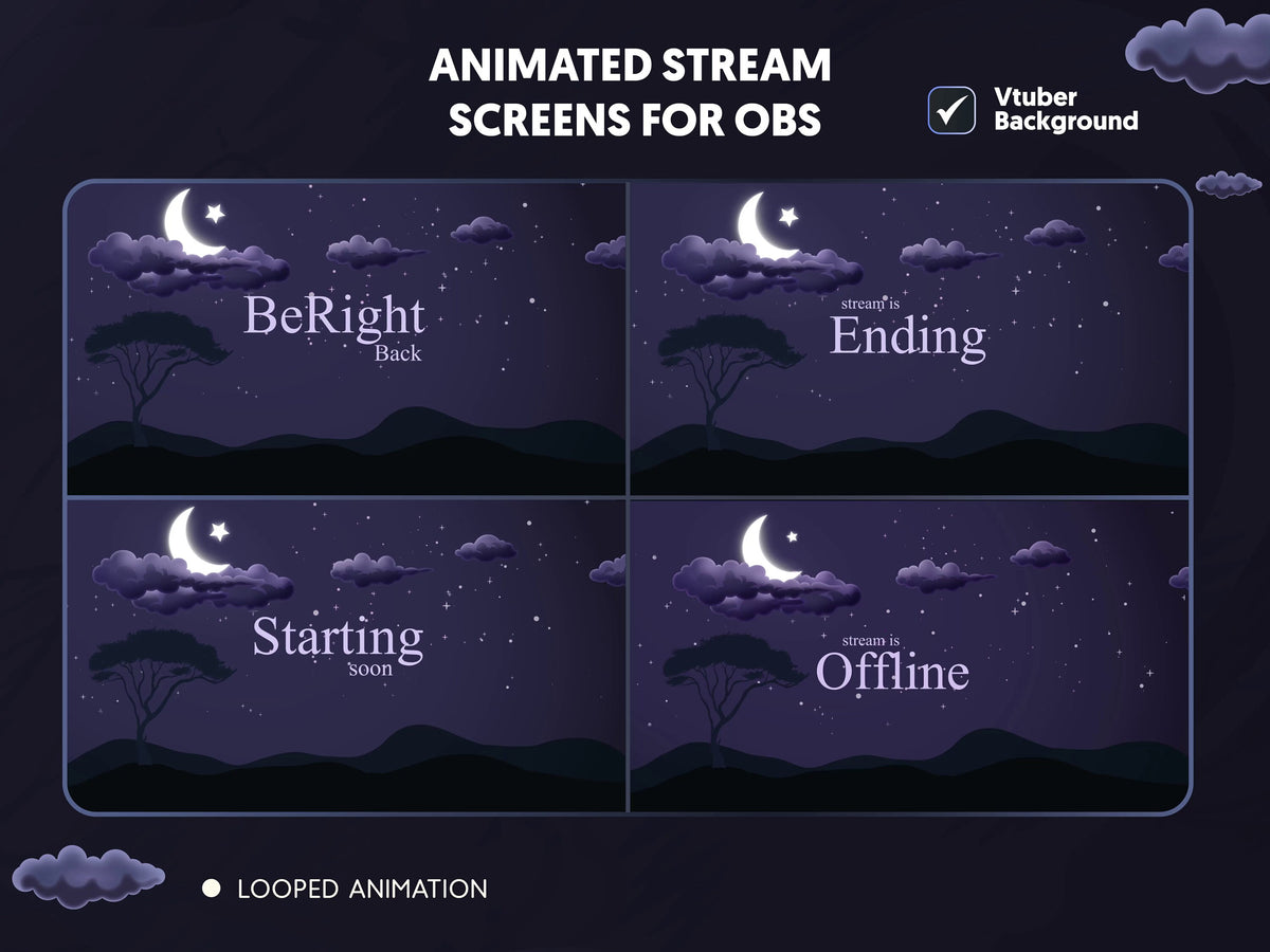 Atmosphere Animated Stream Package/Galaxy Moon/Twitch Set