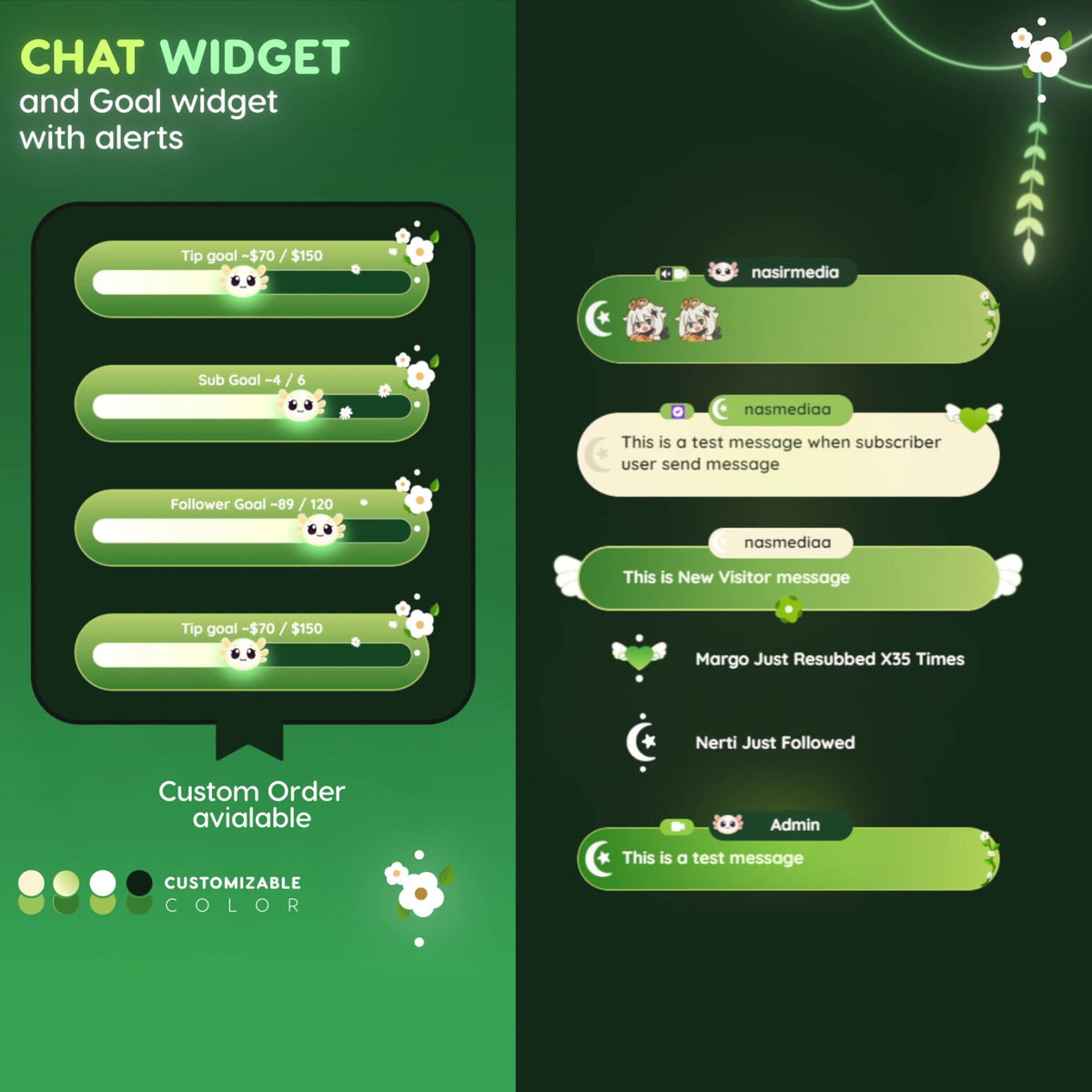 Green Plants Stream Customisable Chat Widget Goal- Event-Widget