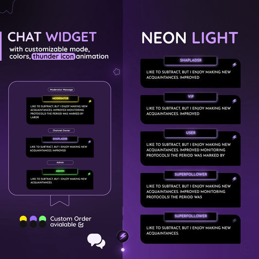 Purple Neon Light COD Twitch chat widget